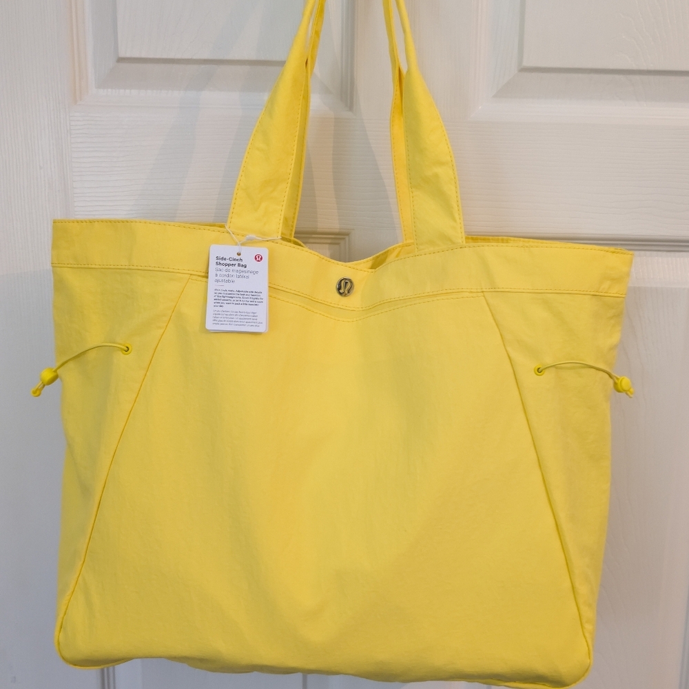 Lululemon Side-Cinch Shopper Tote Bag in Bright Yellow Durable Easy To Clean NWT - Picture 5 of 16